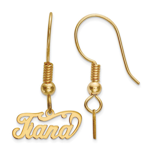 Sterling Silver Gold plated Name Plate Dangle Earrings