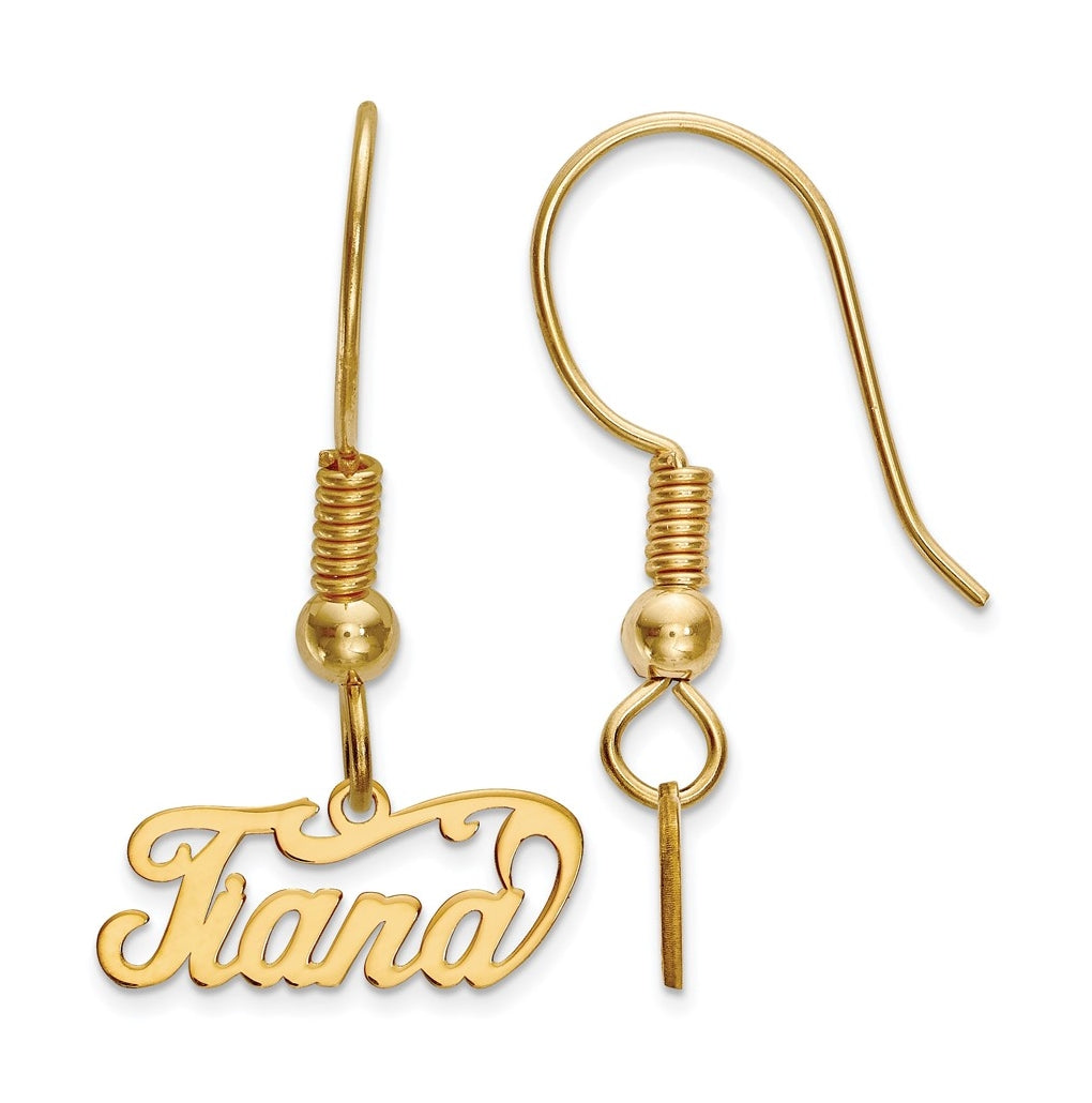 14k Yellow Gold Name Plate Dangle Earrings – Elegant Jewelry Gift for Birthday, Anniversary, Engagement, Wedding