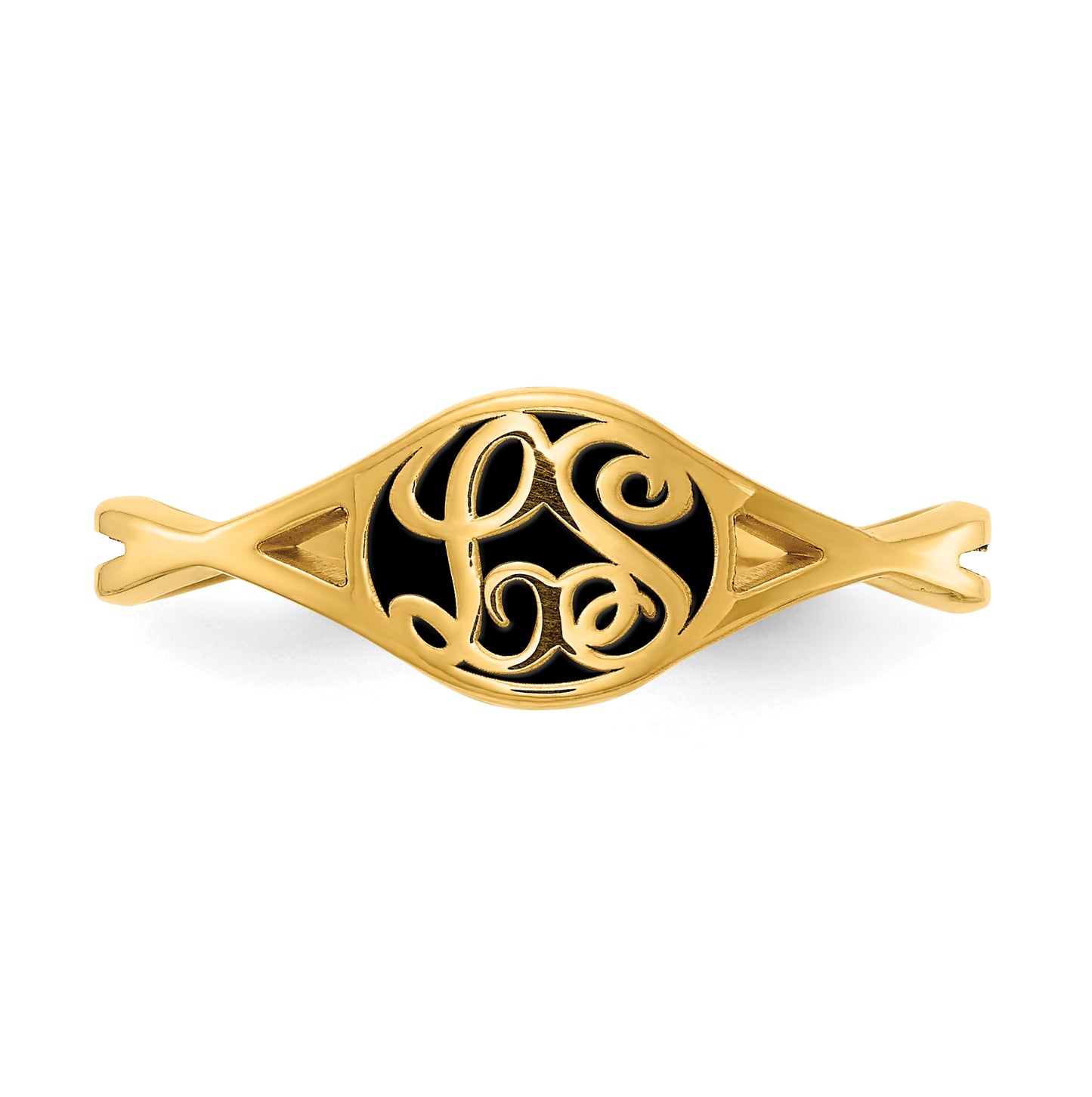 Sterling Silver Gold Plated Enameled Twisted Band Initial Ring, Size 6
