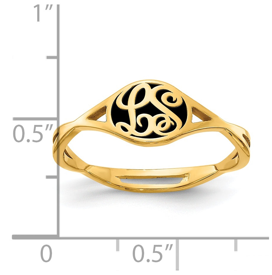 Sterling Silver Gold Plated Enameled Twisted Band Initial Ring, Size 6