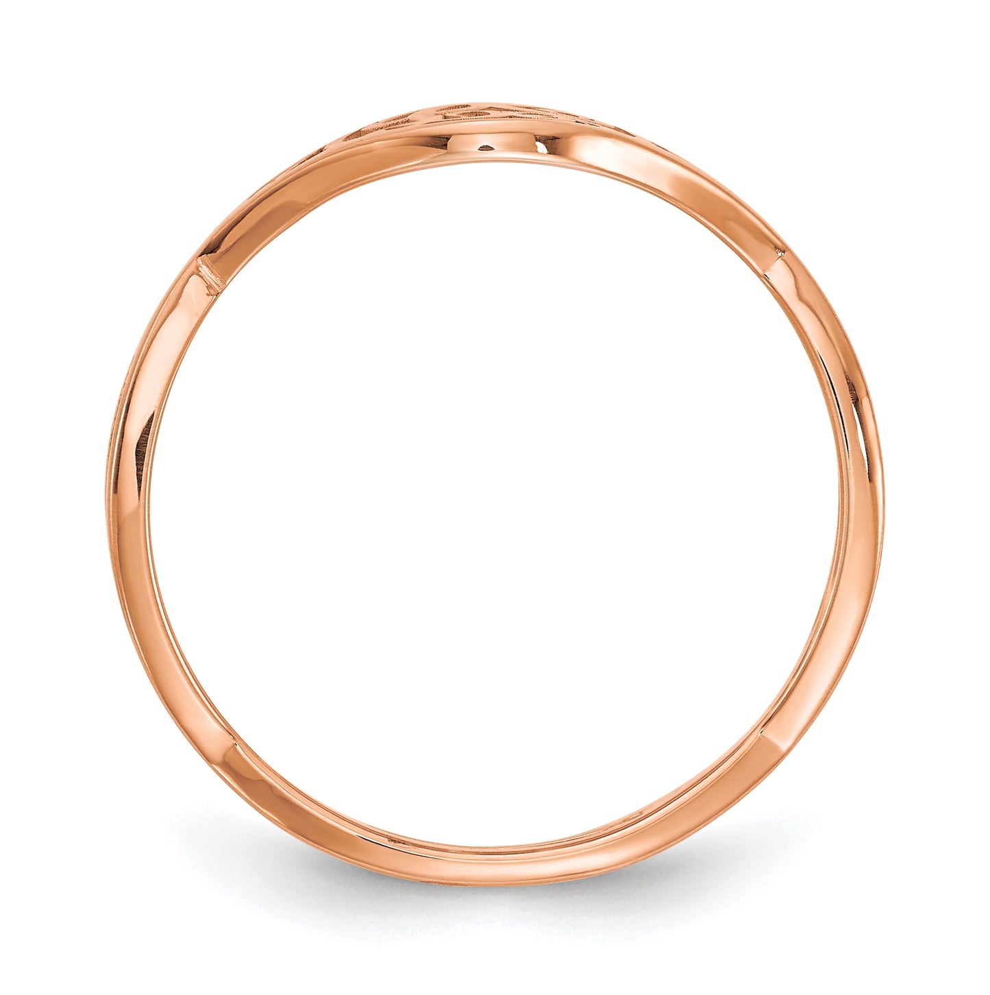 14K Rose Gold Enameled Twisted Band Initial Ring, Size 8