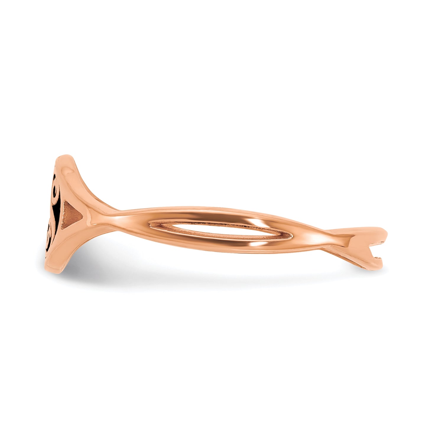 14K Rose Gold Enameled Twisted Band Initial Ring, Size 8