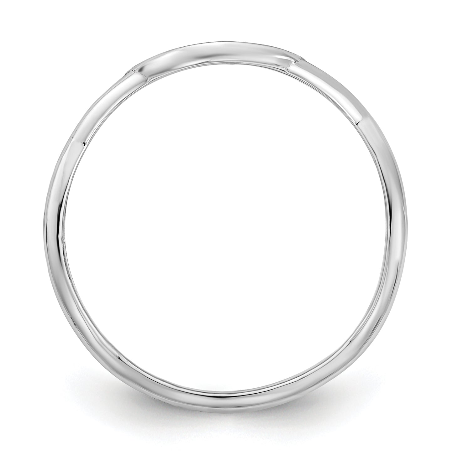 14K White Gold Enameled Twisted Band Initial Ring, Size 7