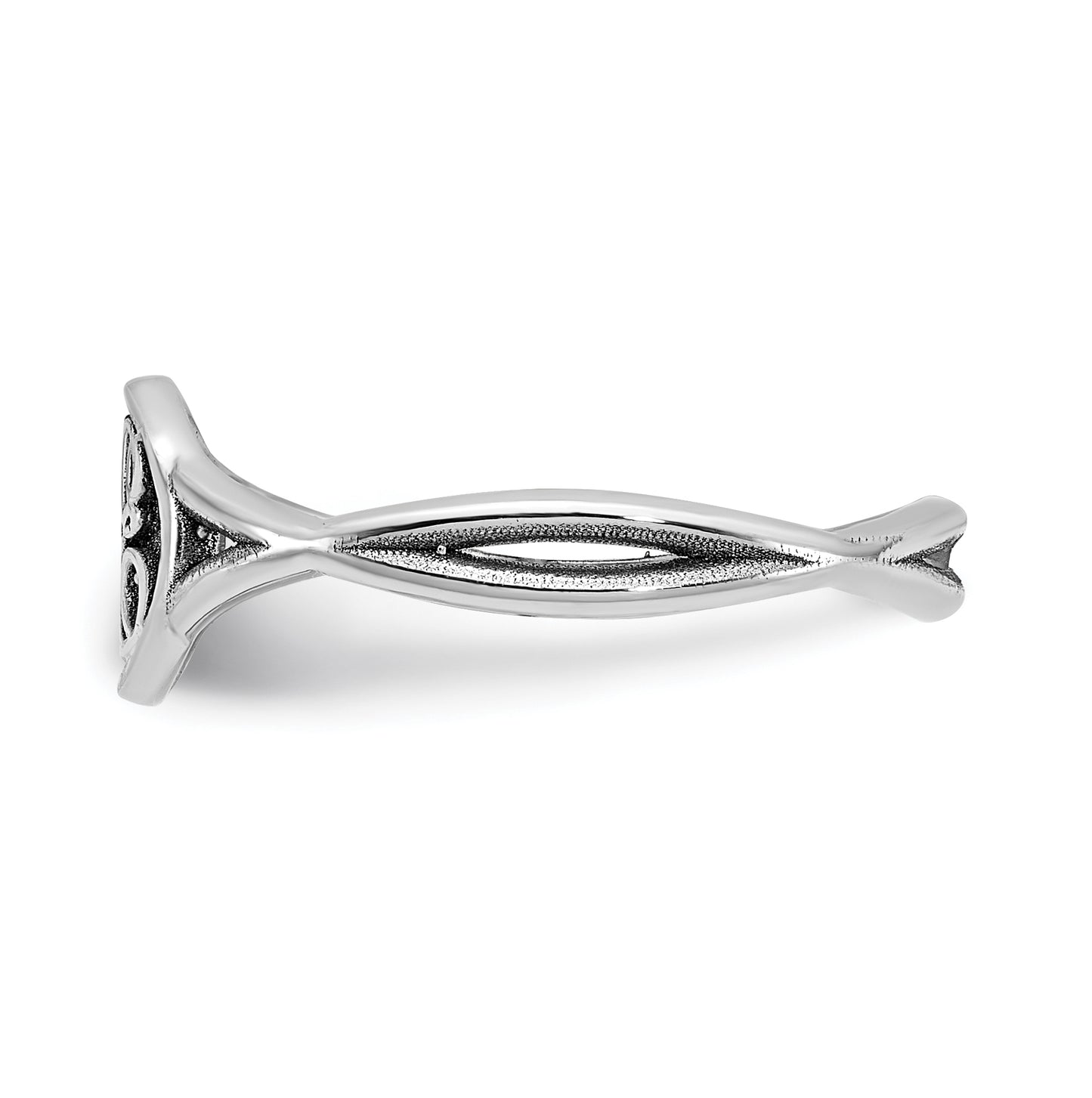 10K White Gold Enameled Twisted Band Initial Ring, Size 6