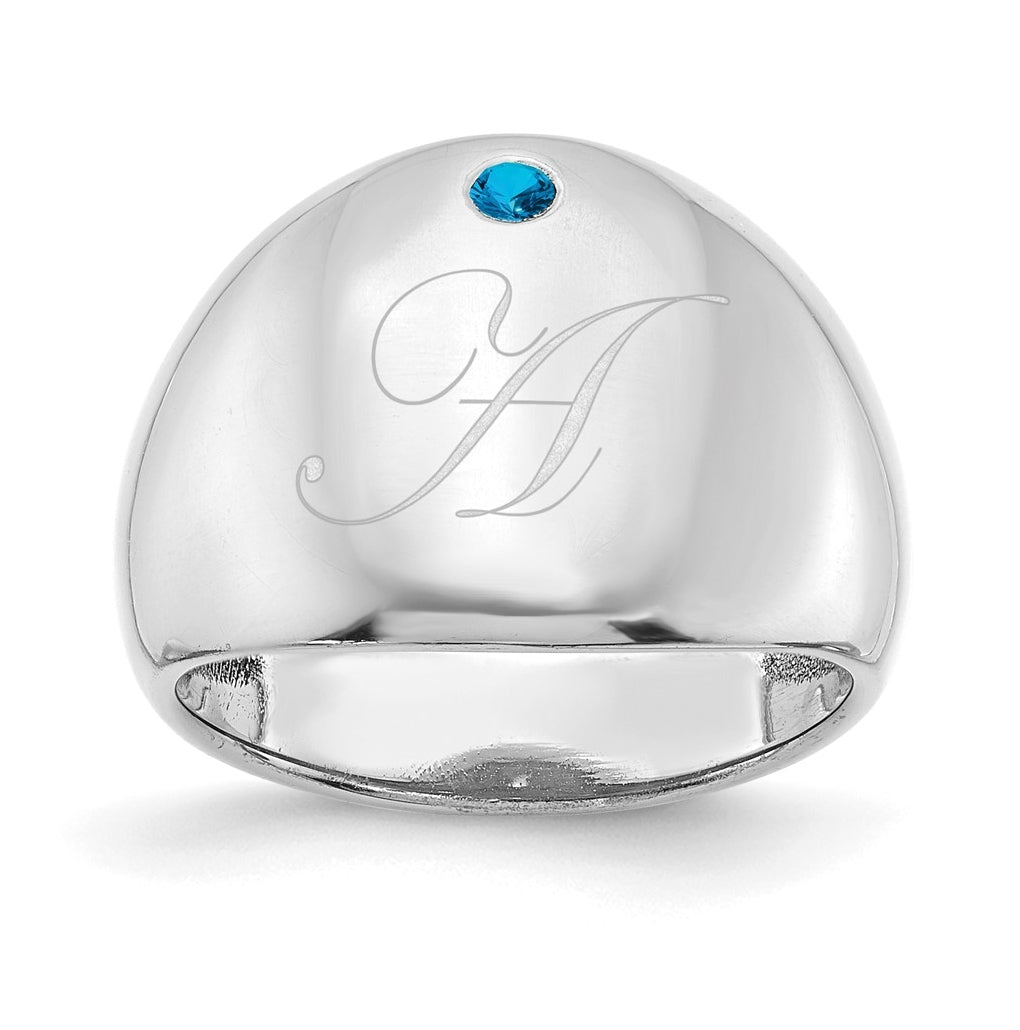 Sterling Silver Or Gold Plated Birthstone Personalized Cigar Ring