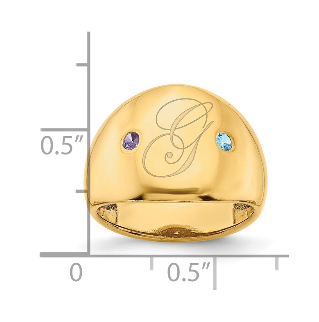 Sterling Silver Or Gold Plated Birthstone Personalized Cigar Ring