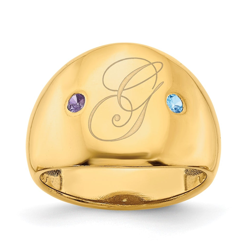 Sterling Silver Or Gold Plated Birthstone Personalized Cigar Ring