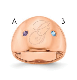 Sterling Silver Or Gold Plated Birthstone Personalized Cigar Ring