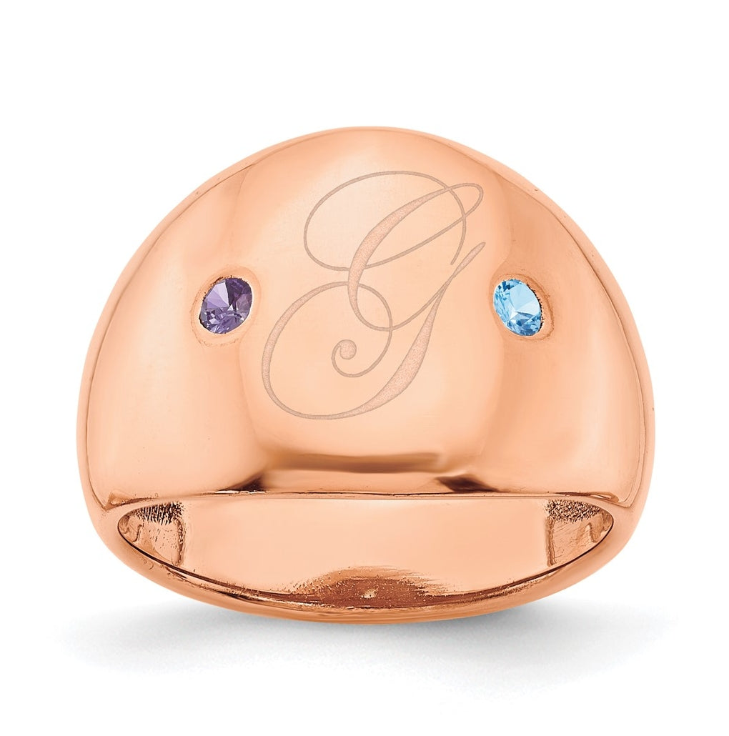 Sterling Silver Or Gold Plated Birthstone Personalized Cigar Ring