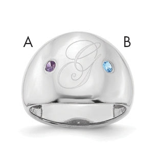 Sterling Silver Or Gold Plated Birthstone Personalized Cigar Ring