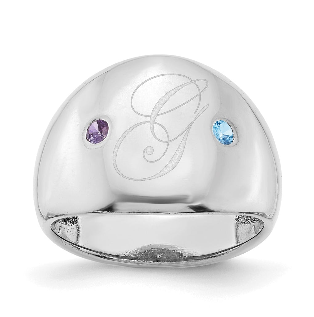 Sterling Silver Or Gold Plated Birthstone Personalized Cigar Ring