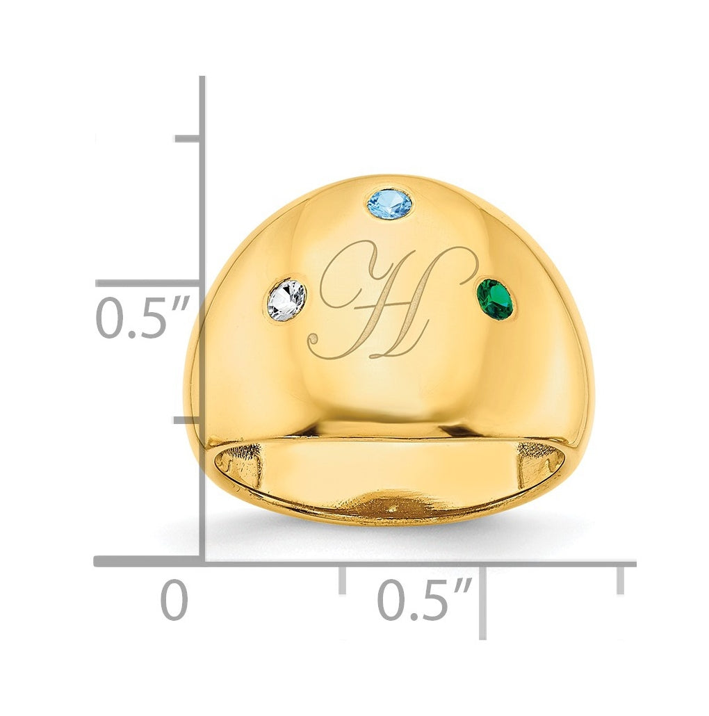 Sterling Silver Or Gold Plated Birthstone Personalized Cigar Ring