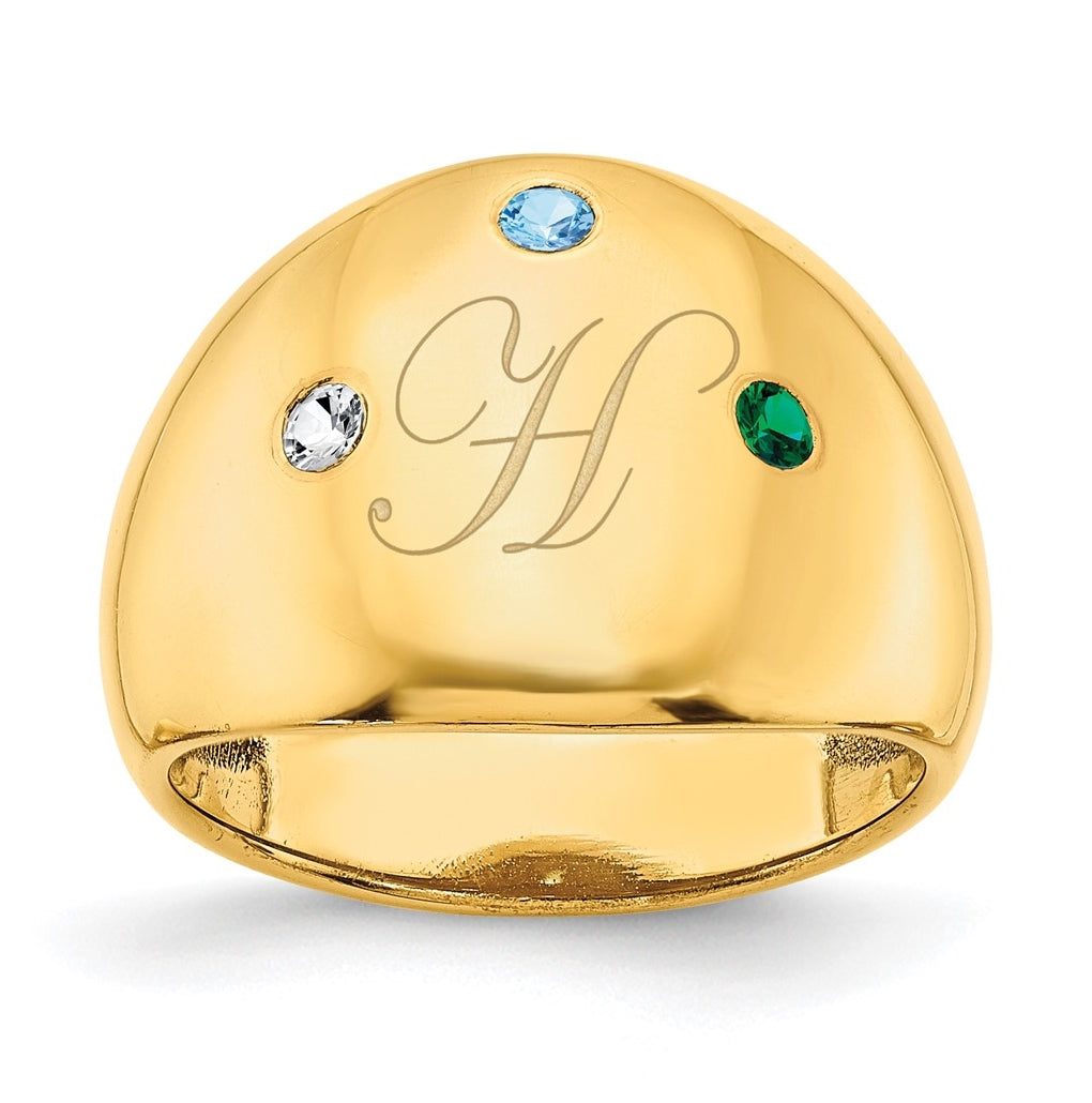 Sterling Silver Or Gold Plated Birthstone Personalized Cigar Ring