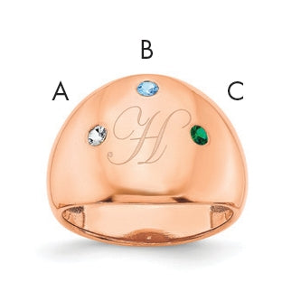Sterling Silver Or Gold Plated Birthstone Personalized Cigar Ring