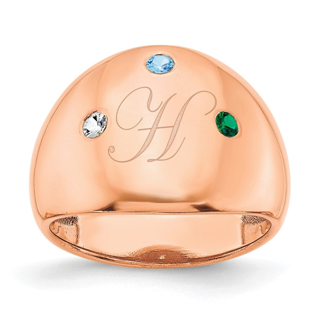Sterling Silver Or Gold Plated Birthstone Personalized Cigar Ring