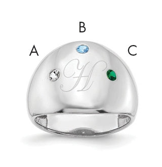 Sterling Silver Or Gold Plated Birthstone Personalized Cigar Ring