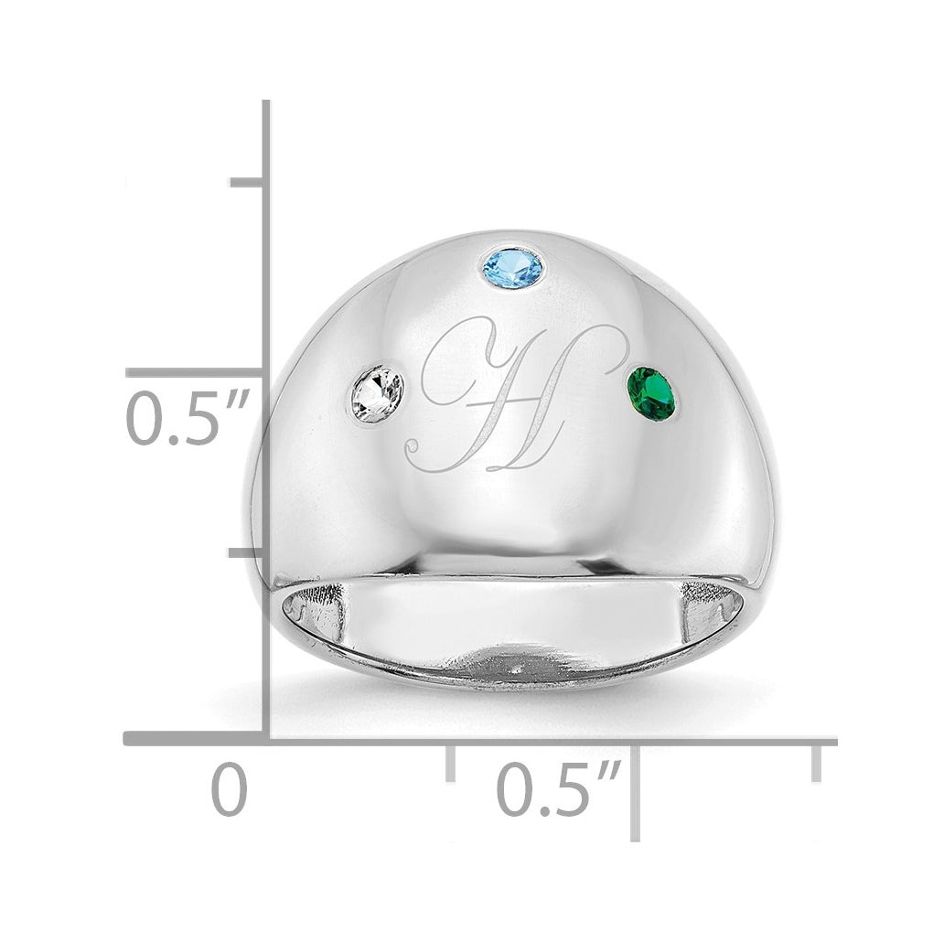 Sterling Silver Or Gold Plated Birthstone Personalized Cigar Ring