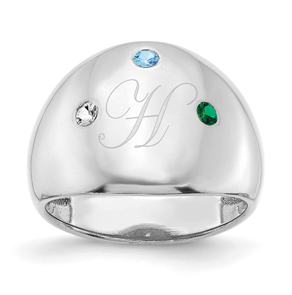 Sterling Silver Or Gold Plated Birthstone Personalized Cigar Ring