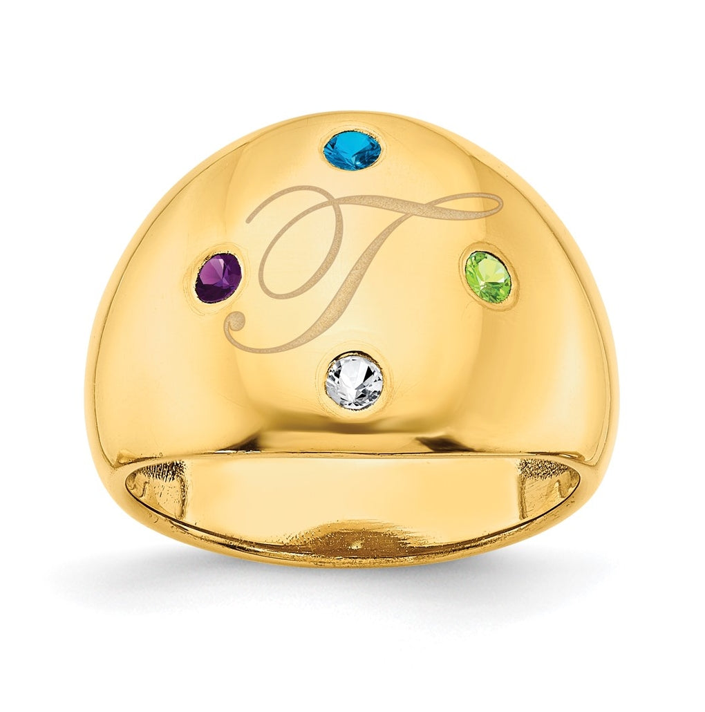 Sterling Silver Or Gold Plated Birthstone Personalized Cigar Ring