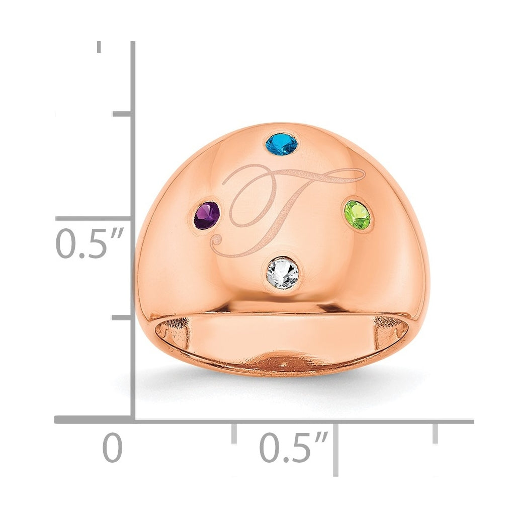 Sterling Silver Or Gold Plated Birthstone Personalized Cigar Ring
