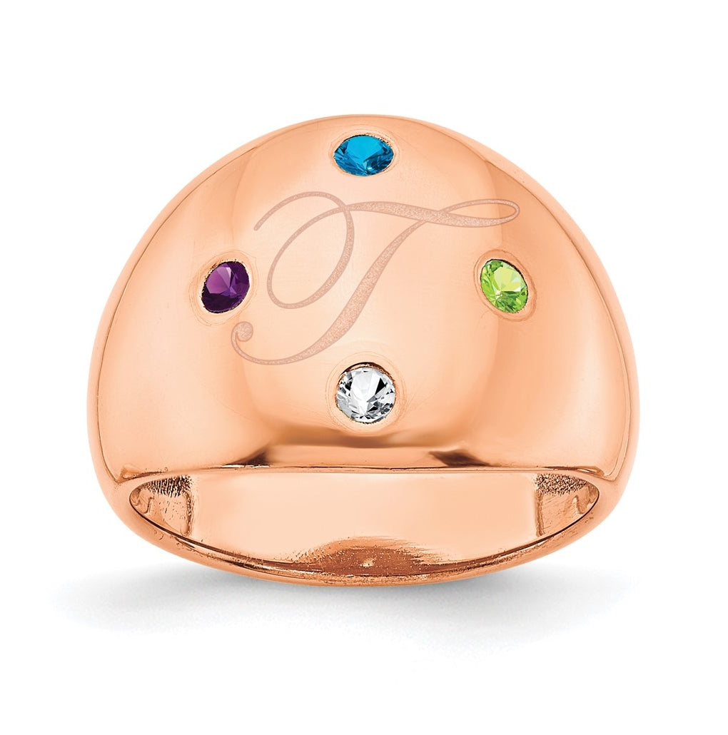 Sterling Silver Or Gold Plated Birthstone Personalized Cigar Ring