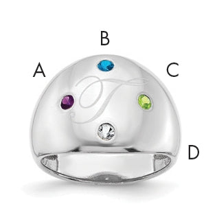 Sterling Silver Or Gold Plated Birthstone Personalized Cigar Ring