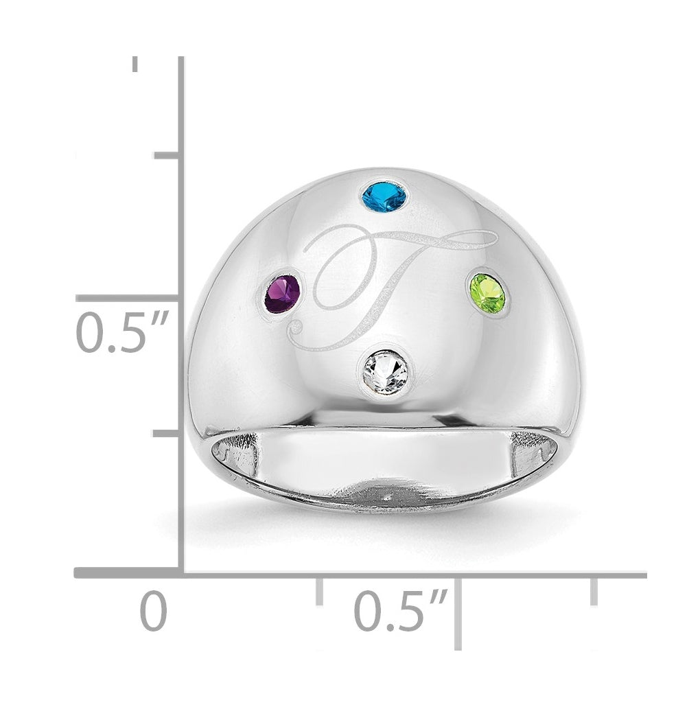 Sterling Silver Or Gold Plated Birthstone Personalized Cigar Ring