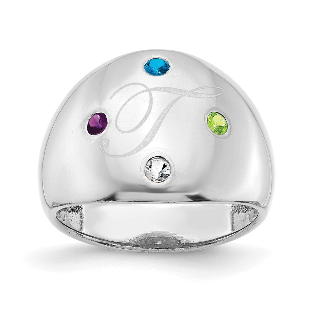 Sterling Silver Or Gold Plated Birthstone Personalized Cigar Ring