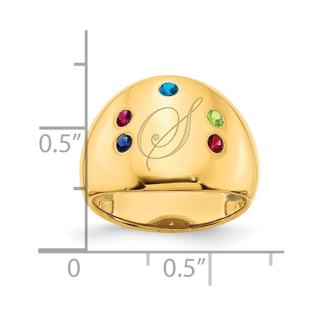 Sterling Silver Or Gold Plated Birthstone Personalized Cigar Ring