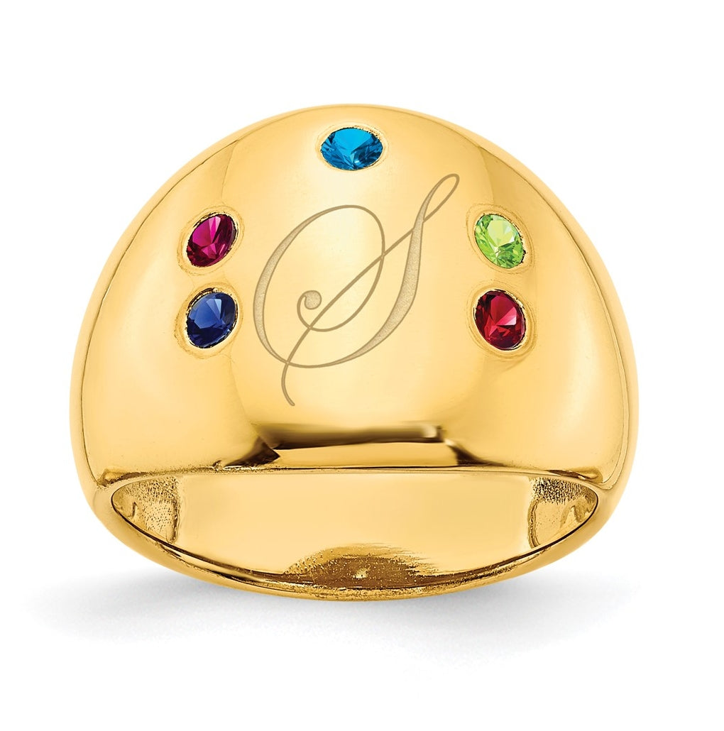 Sterling Silver Or Gold Plated Birthstone Personalized Cigar Ring
