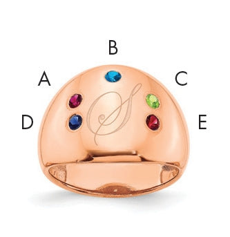 Sterling Silver Or Gold Plated Birthstone Personalized Cigar Ring