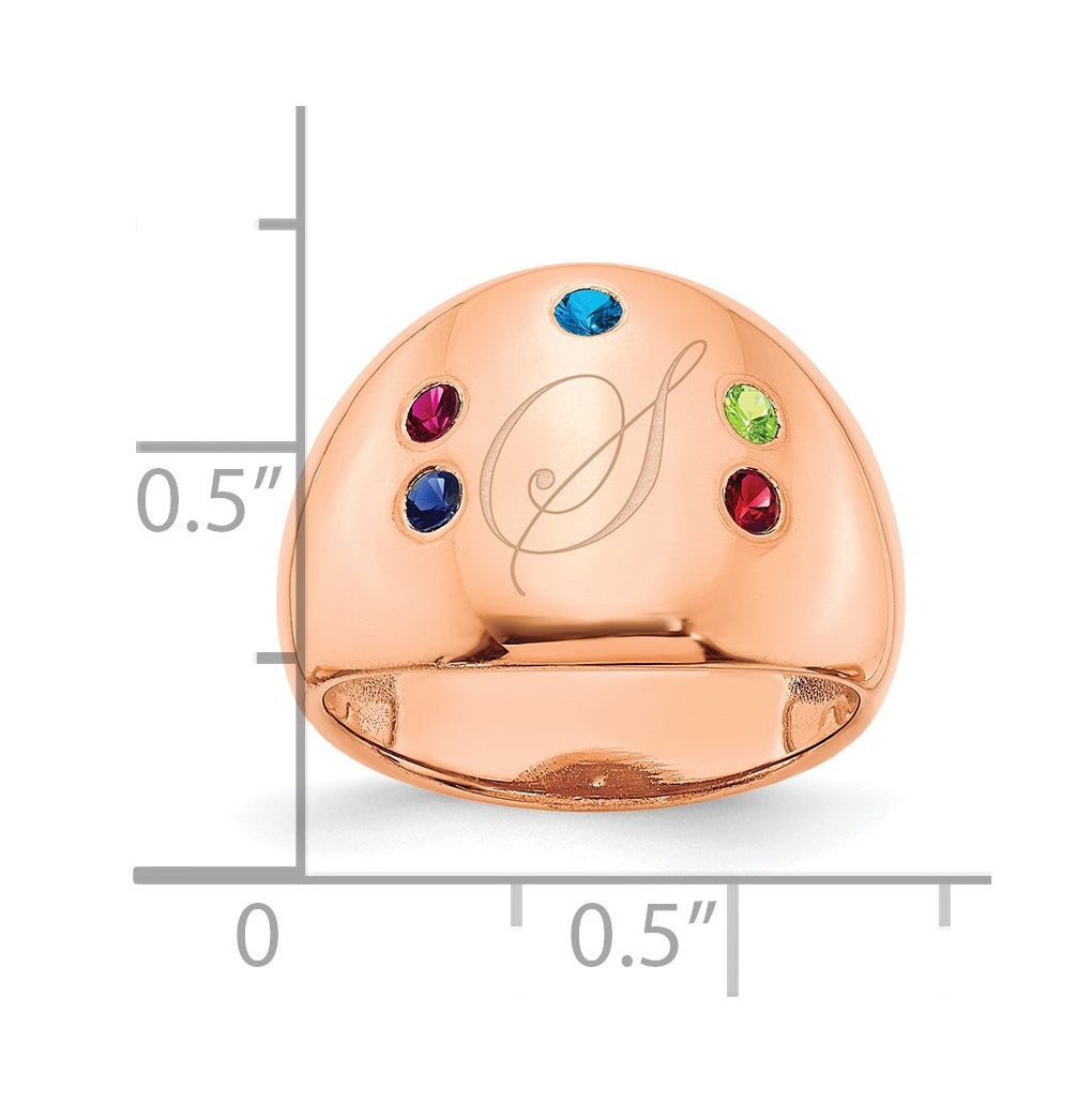 Sterling Silver Or Gold Plated Birthstone Personalized Cigar Ring