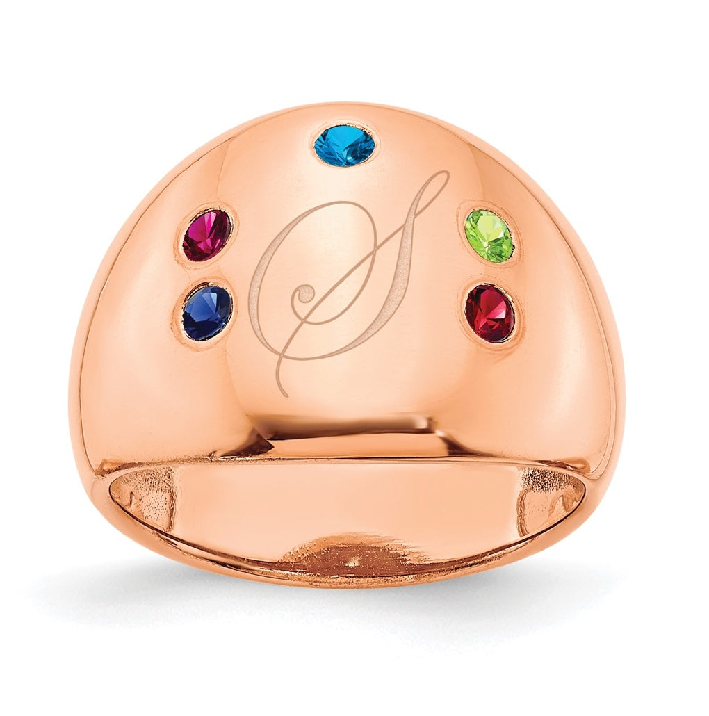 Sterling Silver Or Gold Plated Birthstone Personalized Cigar Ring