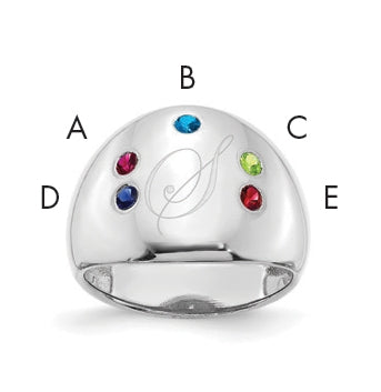 Sterling Silver Or Gold Plated Birthstone Personalized Cigar Ring
