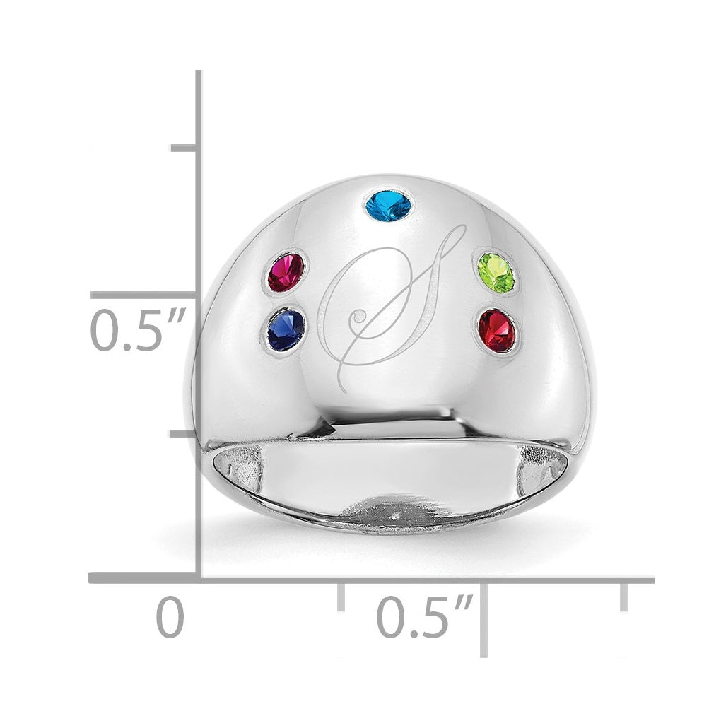 Sterling Silver Or Gold Plated Birthstone Personalized Cigar Ring