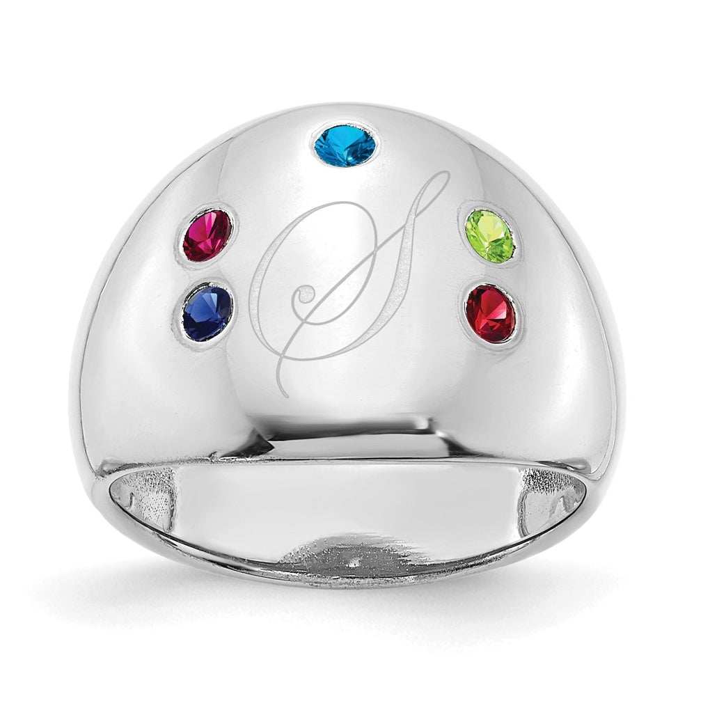 Sterling Silver Or Gold Plated Birthstone Personalized Cigar Ring