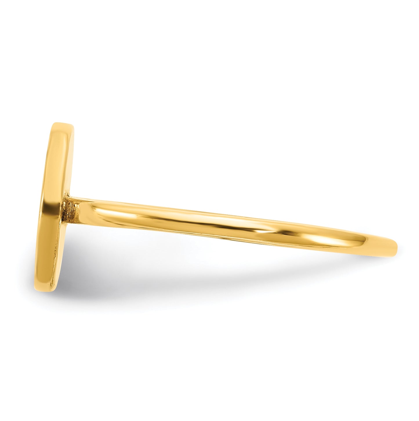 14K Yellow Gold Initial Circle Signet Ring, Size 7