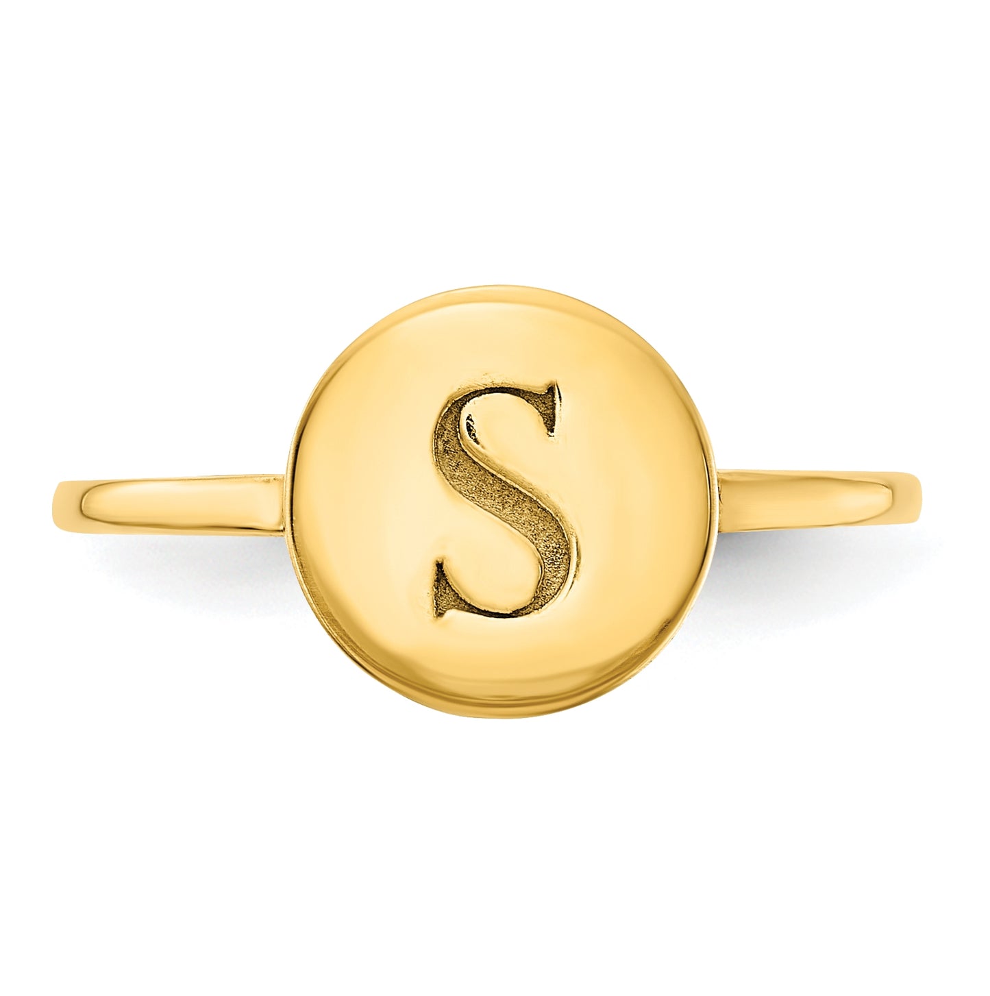 14K Yellow Gold Initial Circle Signet Ring, Size 7