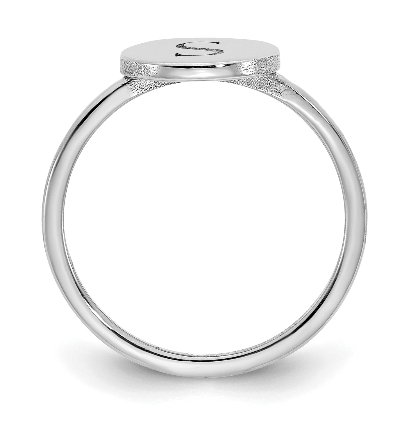 10K White Gold Initial Circle Signet Ring, Size 6