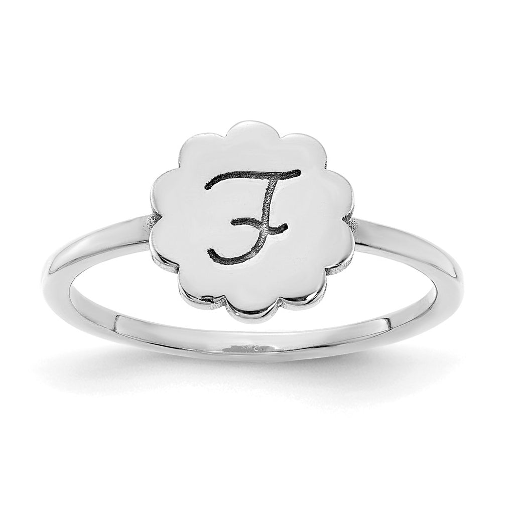 14K Yellow Or White Gold Initial Flower Ring – Elegant Jewelry Gift for Birthday, Anniversary, Engagement, Wedding