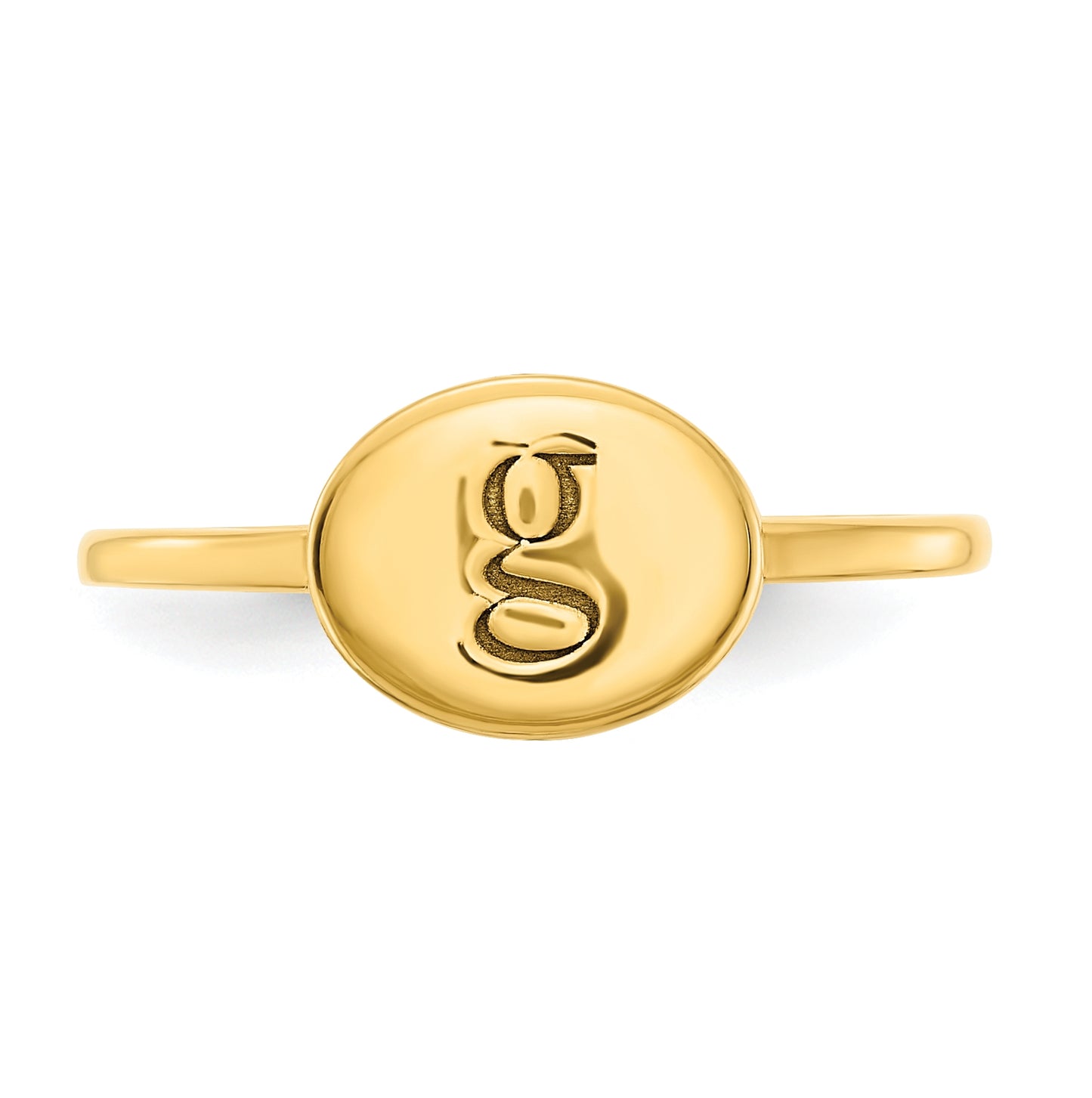 14K Yellow Gold Initial Oval Signet Ring, Size 7