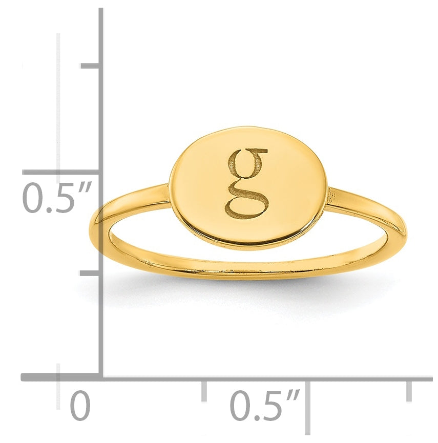 Sterling Silver Gold Plated Initial Oval Signet Ring, Size 6
