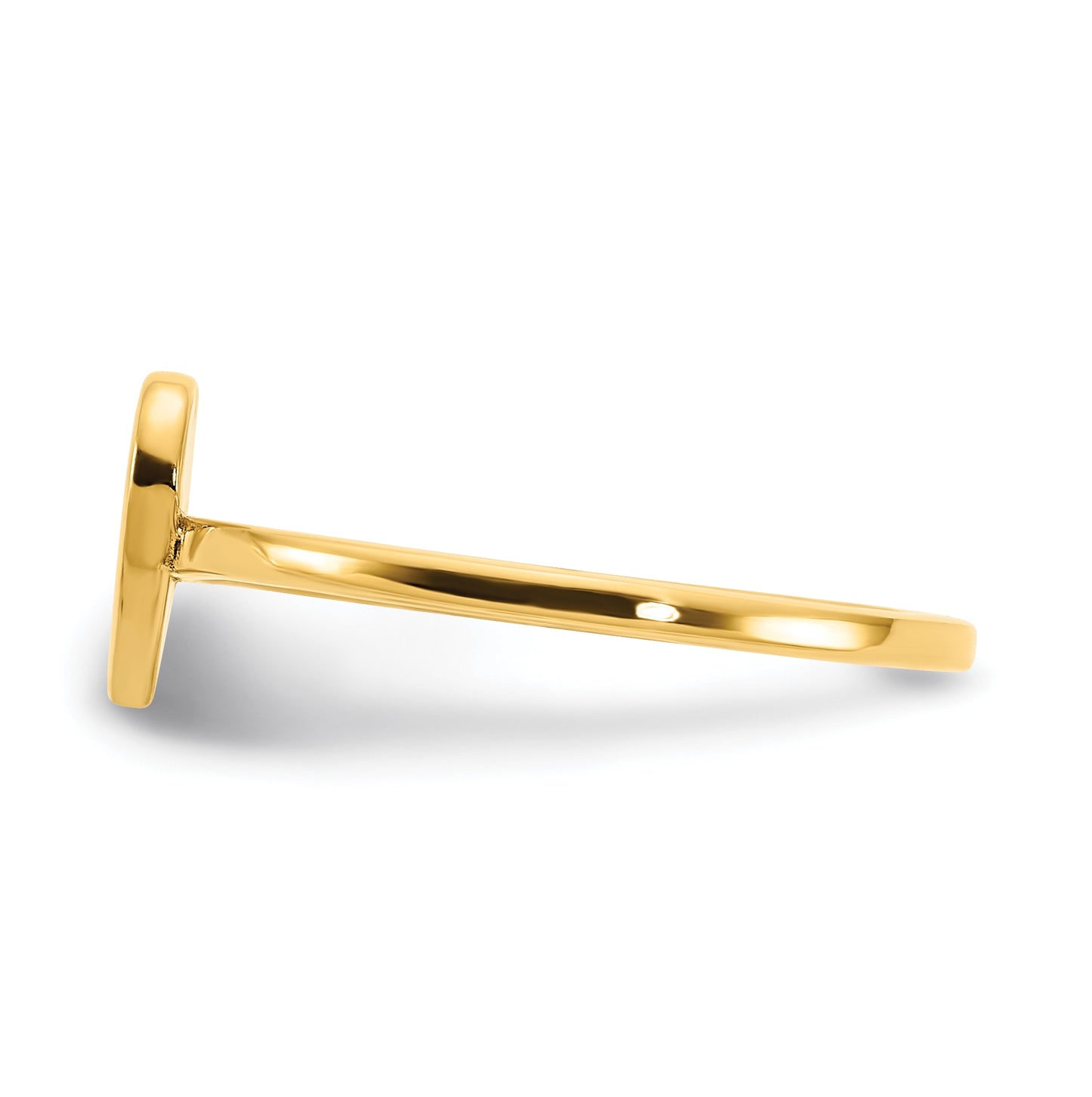 14K Yellow Gold Initial Heart Signet Ring, Size 7