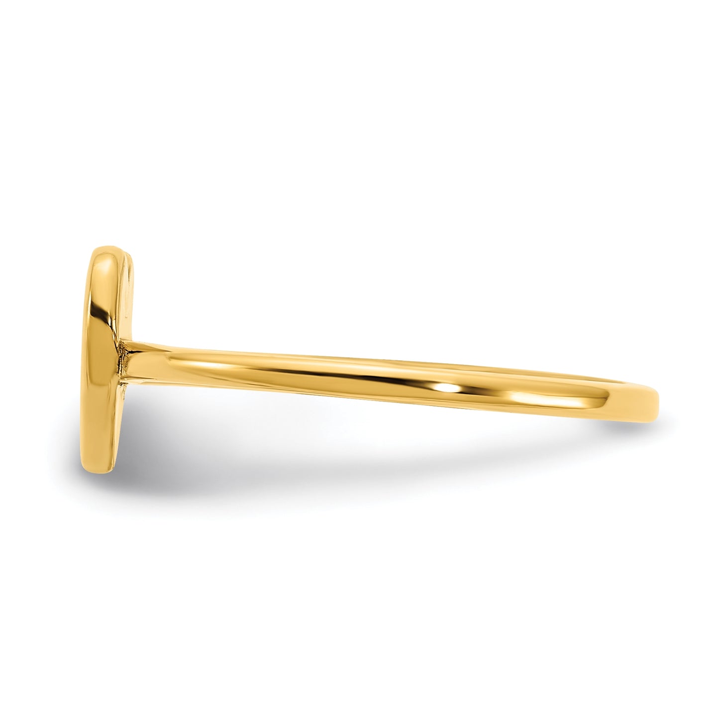 14K Yellow Gold Initial Heart with Diamond Signet Ring, Size 7