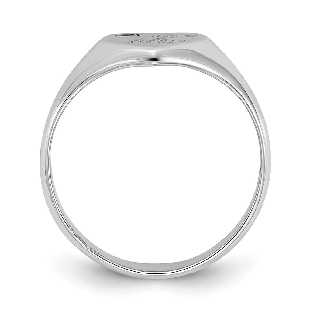 14K Yellow Or White Gold Or Sterling Silver Gold Plated Heart with Initial and Diamond Signet Ring