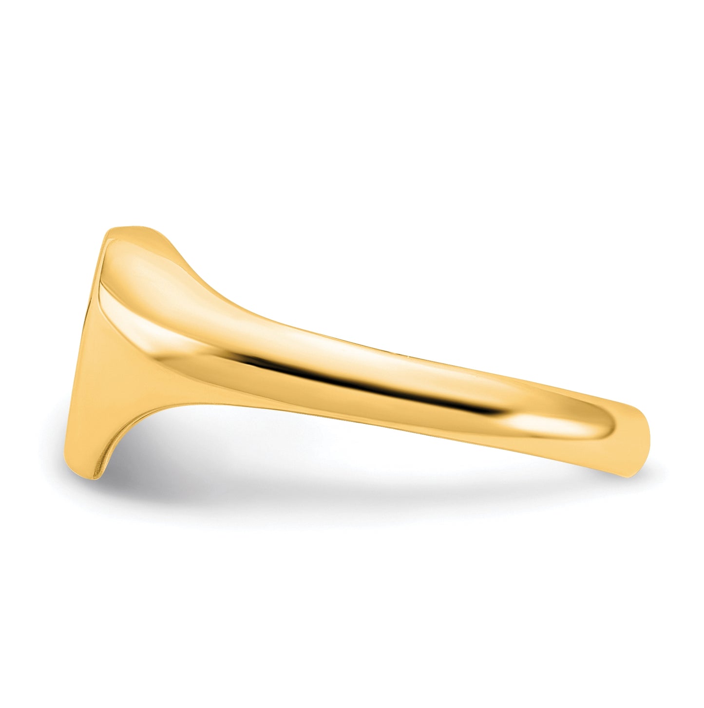 14K Yellow Or White Gold Or Sterling Silver Gold Plated Heart with Initial and Diamond Signet Ring
