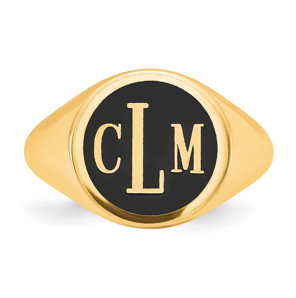 14k Yellow Or White Or Rose Gold with Epoxy Monogram Ring – Elegant Jewelry Gift for Birthday, Anniversary, Engagement, Wedding