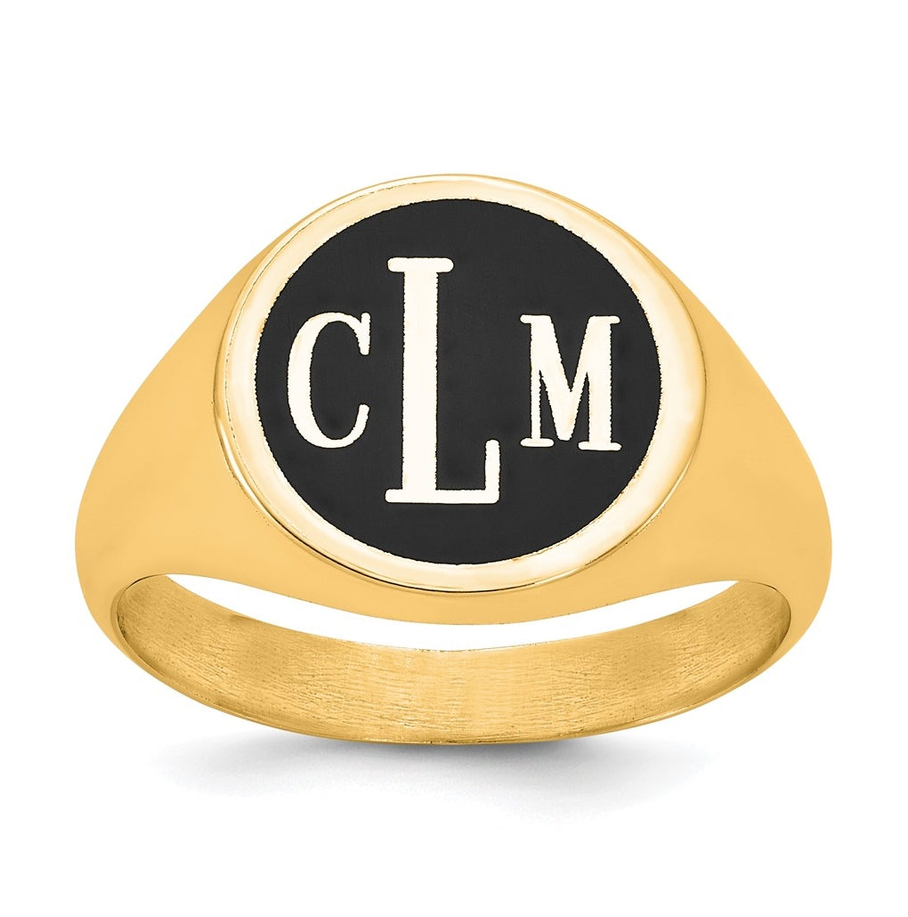 14k Yellow Or White Or Rose Gold with Epoxy Monogram Ring – Elegant Jewelry Gift for Birthday, Anniversary, Engagement, Wedding