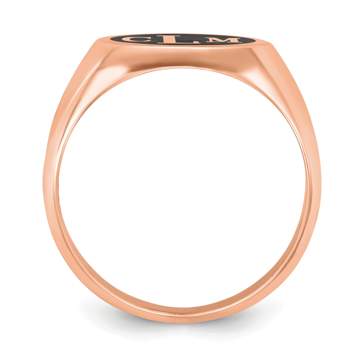 Sterling Silver Rose Gold plated Polished with Enameled Background Monogram Signet Ring