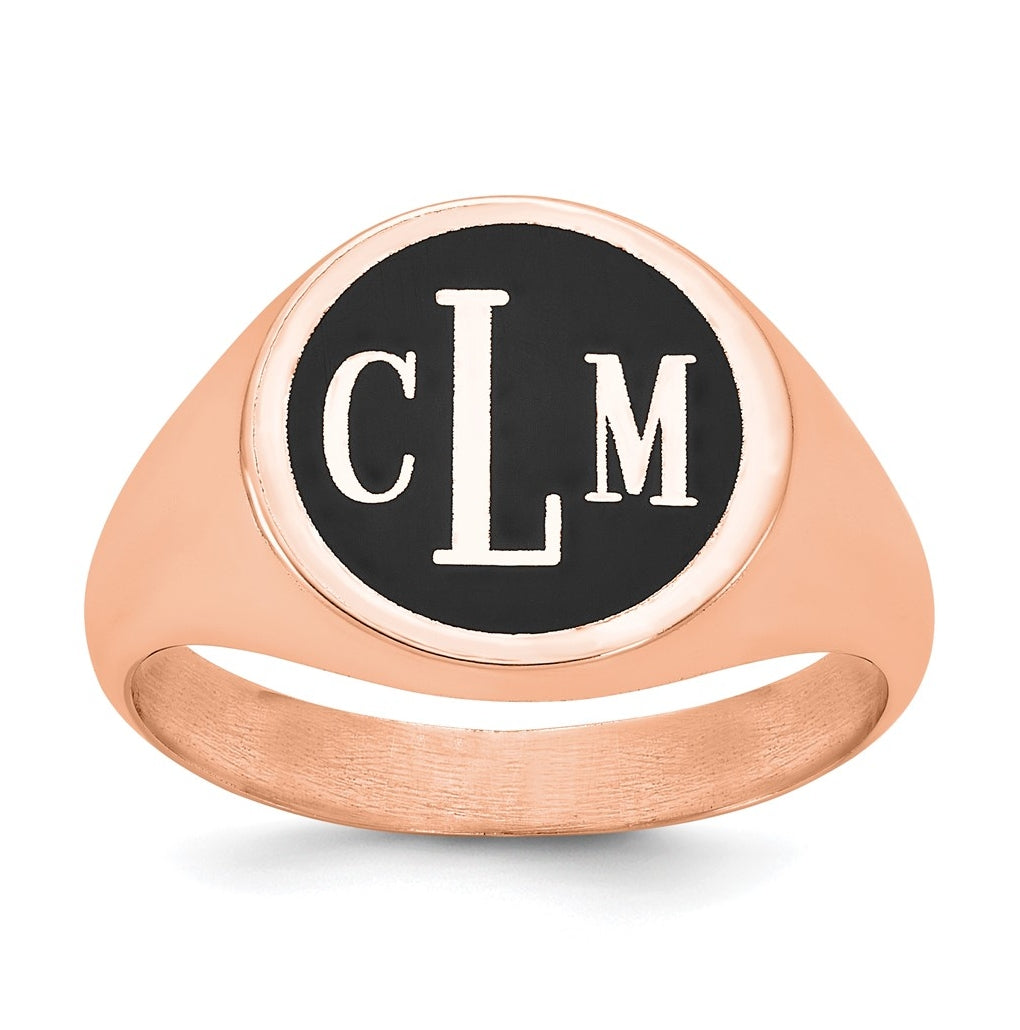 14k Yellow Or White Or Rose Gold with Epoxy Monogram Ring – Elegant Jewelry Gift for Birthday, Anniversary, Engagement, Wedding